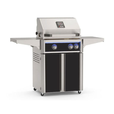 AOG L-Series 24-Inch Freestanding Gas Grill on Cart Accent Black Panel Hood Closed 2026