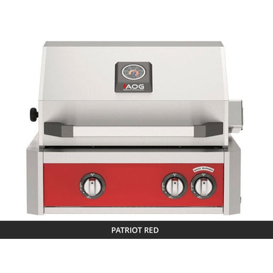 AOG L-Series 24-Inch Built-In Gas Grill Patriot Red Panel Hood Closed 2026