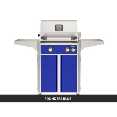 AOG L-Series 24-Inch Freestanding Gas Grill on Cart Founders Blue Panel Hood Closed 2026