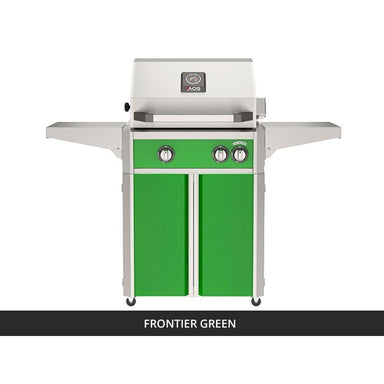 AOG L-Series 24-Inch Freestanding Gas Grill on Cart Frontier Green Panel Hood Closed 2026