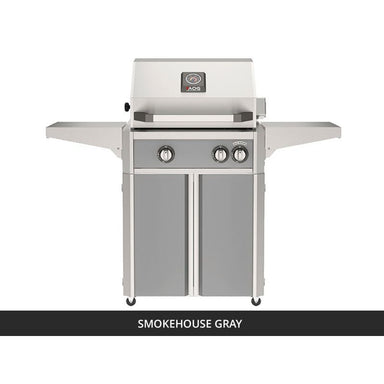AOG L-Series 24-Inch Freestanding Gas Grill on Cart Smokehouse Gray Panel Hood Closed 2026
