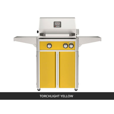 AOG L-Series 24-Inch Freestanding Gas Grill on Cart Torchlight Yellow Panel Hood Closed 2026