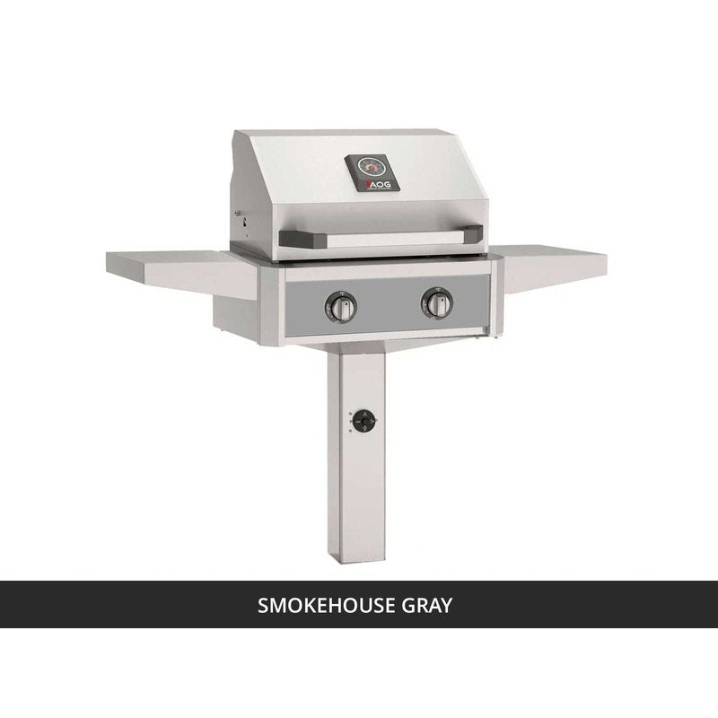 AOG T-Series 24-Inch Gas Grill on In-Ground Post Smokehouse Gray Panel 2026
