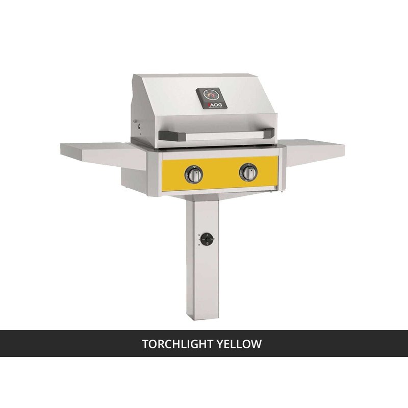 AOG T-Series 24-Inch Gas Grill on In-Ground Post Torchlight Yellow Panel 2026