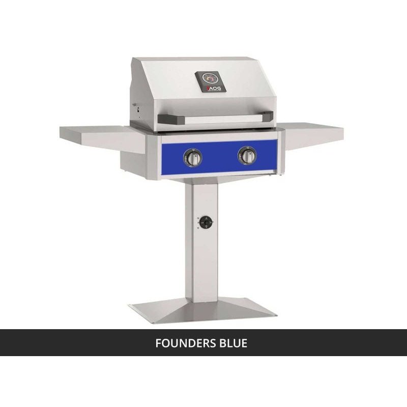 AOG T-Series 24-Inch Gas Grill on Patio Post Founders Blue Panel 2026
