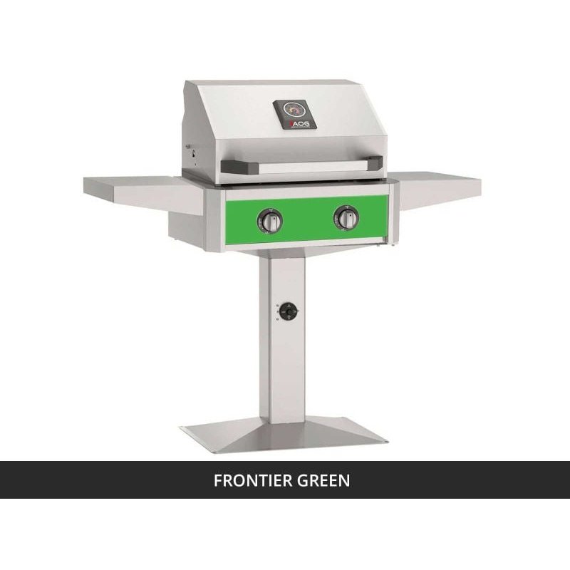 AOG T-Series 24-Inch Gas Grill on Patio Post Frontier Green Panel 2026