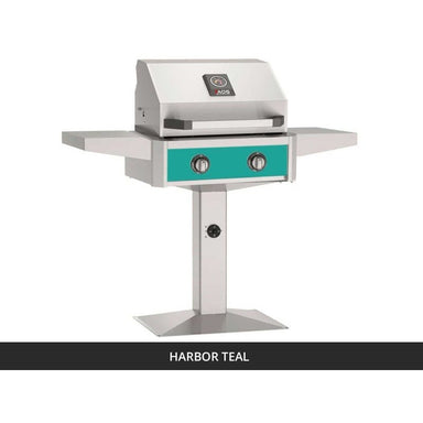 AOG T-Series 24-Inch Gas Grill on Patio Post Harbor Teal Panel 2026
