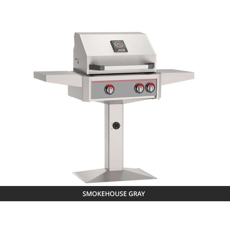 AOG L-Series 24-Inch Gas Grill on Patio Post Smokehouse Gray Panel 2026