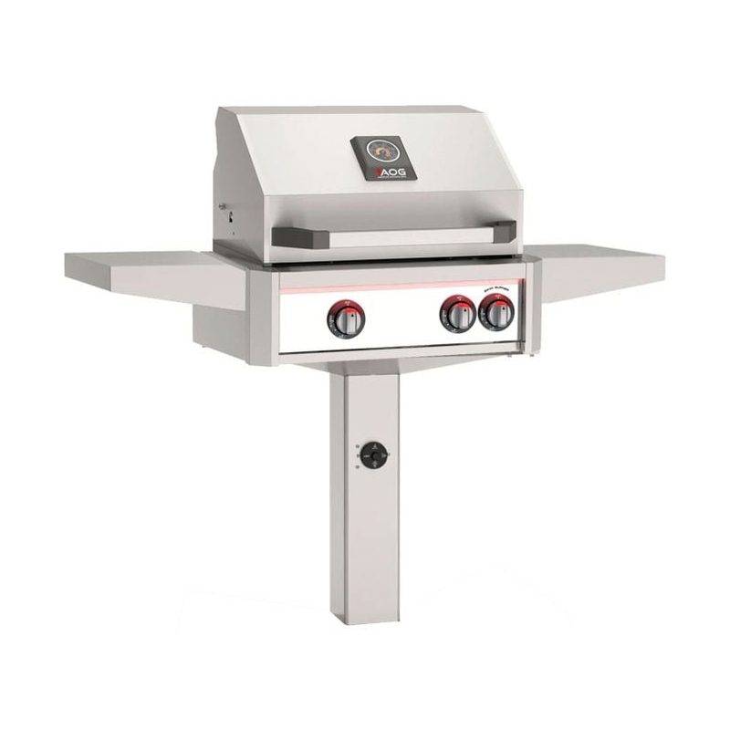 AOG L-Series 24-Inch Gas Grill on In-Ground Post Accent White Panel 2026