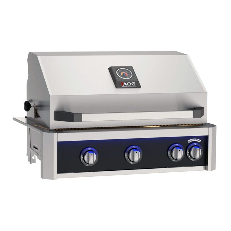 AOG L-Series 30-Inch Built-In Gas Grill Accent Black Panel Hood Closed 2026