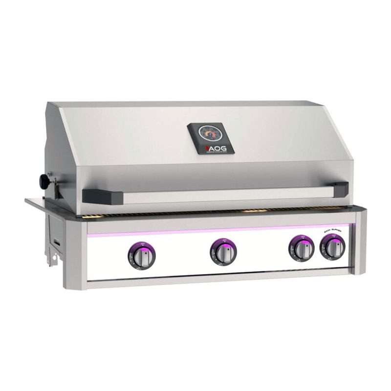 AOG L-Series 30-Inch Built-In Gas Grill Accent White Panel Hood Closed 2026