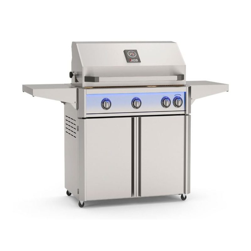 AOG L-Series 30-Inch Freestanding Gas Grill on Cart Stainless Steel Hood Closed 2026