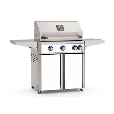 AOG L-Series 30-Inch Freestanding Gas Grill on Cart Accent White Panel Hood Closed 2026