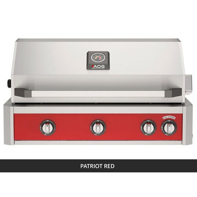 AOG L-Series 30-Inch Built-In Gas Grill Patriot Red Panel Hood Closed 2026