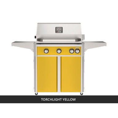 AOG L-Series 30-Inch Freestanding Gas Grill on Cart Torchlight Yellow Panel Hood Closed 2026