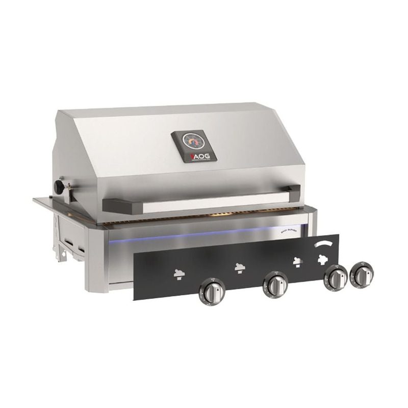 AOG L-Series 36-Inch Built-In Gas Grill Accent Black Panel Hood Closed 2026