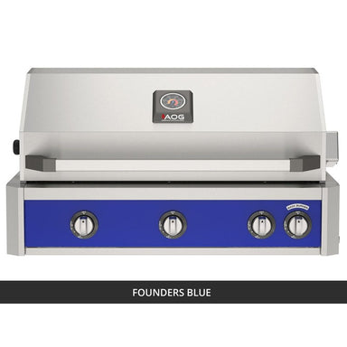 AOG L-Series 36-Inch Built-In Gas Grill Founders Blue Panel Hood Closed 2026