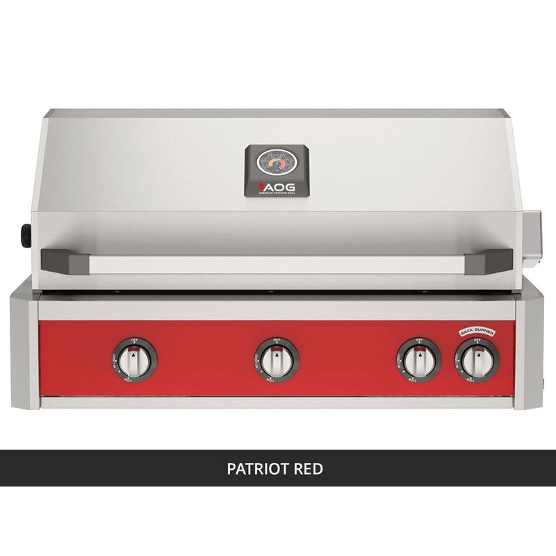 AOG L-Series 36-Inch Built-In Gas Grill Patriot Red Panel Hood Closed 2026
