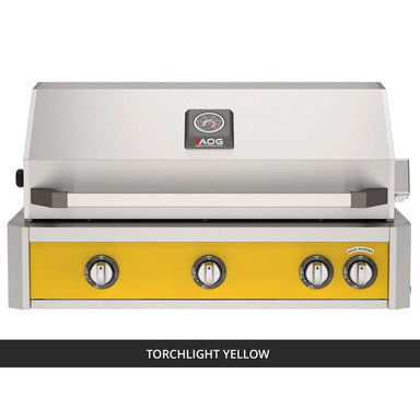 AOG L-Series 36-Inch Built-In Gas Grill Torchlight Yellow Panel Hood Closed 2026