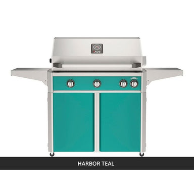 AOG L-Series 36-Inch Freestanding Gas Grill on Cart Harbor Teal Panel Hood Closed 2026