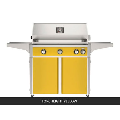 AOG L-Series 36-Inch Freestanding Gas Grill on Cart Torchlight Yellow Panel Hood Closed 2026