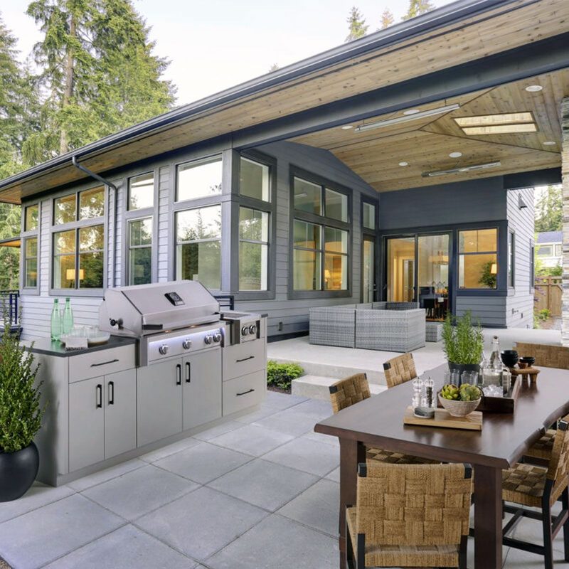 AOG 36-Inch L-Series White Panel Built-In Gas Grill in Outdoor Kitchen