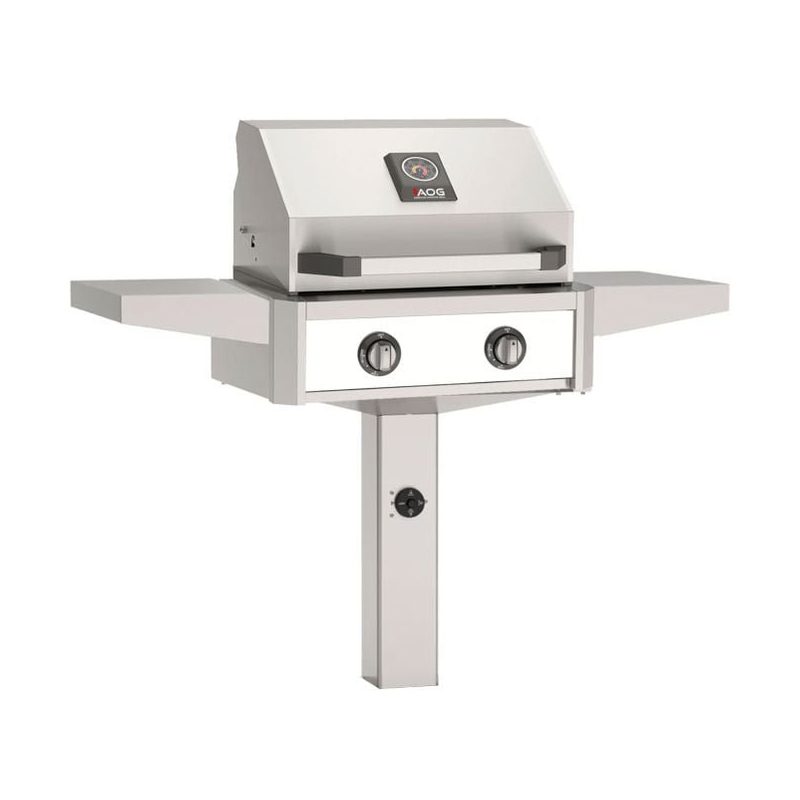 AOG T-Series 24-Inch Gas Grill on In-Ground Post Accent White Panel 2026