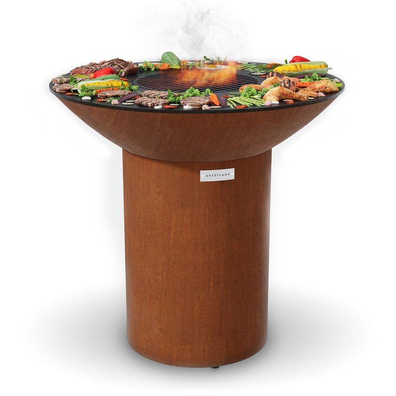 Arteflame Classic 40" Grill - High Round Base - Corten Steel - Image 2