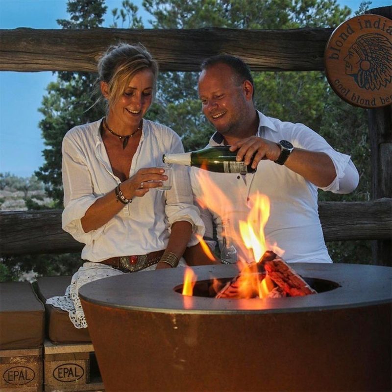 Arteflame Classic 40" Grill - High Round Base - Corten Steel - Image 6