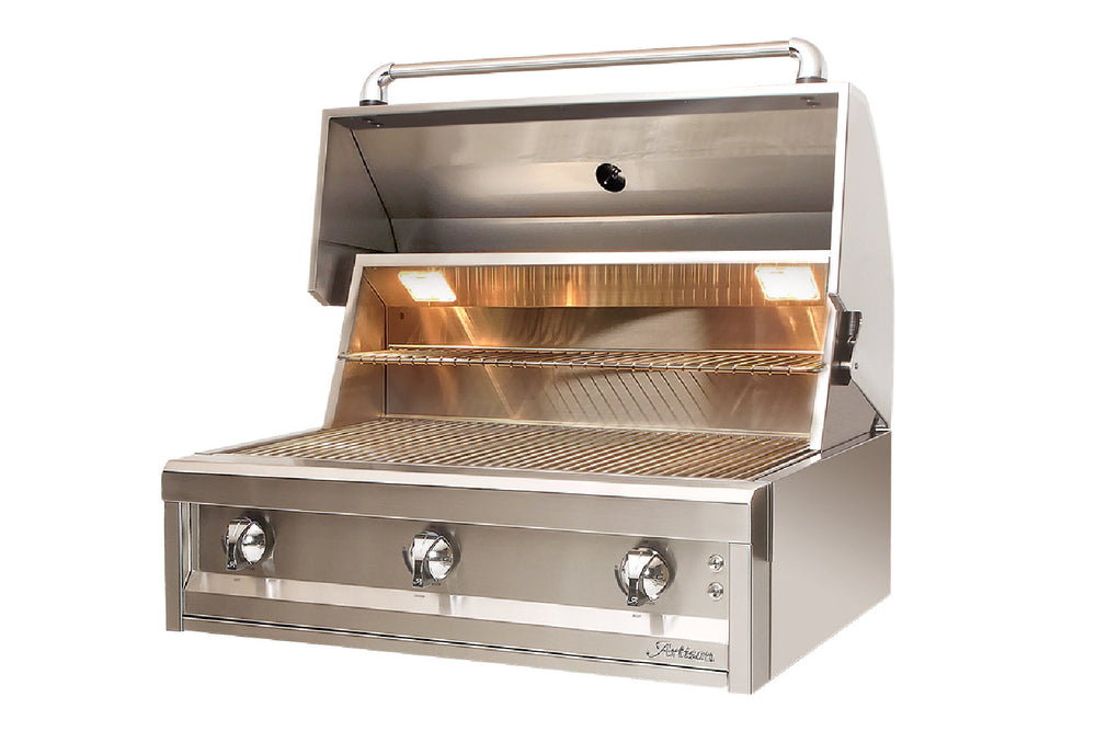 Haven 8 Ft. Marine Armour Outdoor Kitchen Island w/ Artisan Series 36-Inch Grill, Access Doors, Trash Center - Antique Bronze