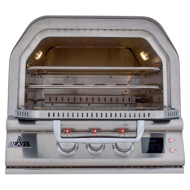 Blaze LTE+ 26-Inch Built-In Gas Pizza Oven Installed in Outdoor Kitchen Island Door Open