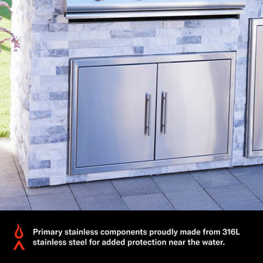 Blaze Marine Grade 32 Inch Double Access Door Installed In Outdoor Kitchen Island