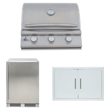 Blaze BCM 3-Piece 25-Inch Outdoor Kitchen Package with Grill Refrigerator and Double Access Door