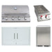 Blaze BCM 4-Piece 32-Inch Outdoor Kitchen Package with Grill Double Side Burner Refrigerator and Door Drawer Combo