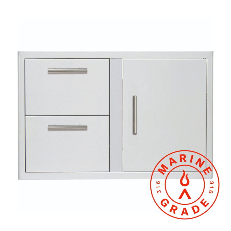 Blaze Marine Grade 32 Inch Access Door And Double Drawer Combo | 316L Stainless Steel