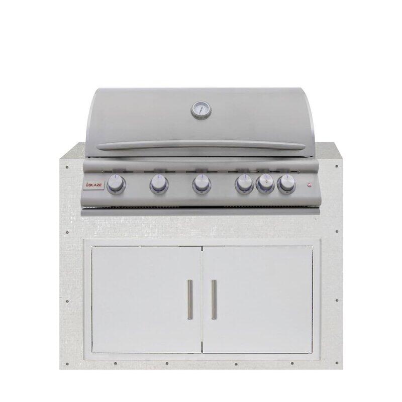 EZ Finish Outdoor Kitchen Systems 48-Inch Ready-to-Finish Module w/ Blaze LTE+ 40-Inch Grill & Double Doors