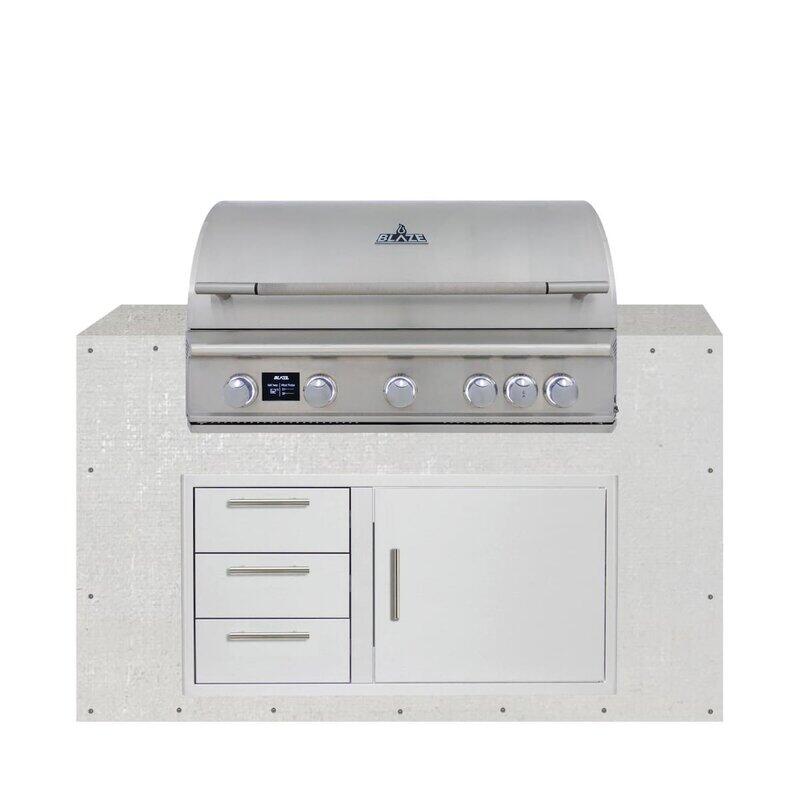 EZ Finish Outdoor Kitchen Systems 48-Inch Ready-to-Finish Module w/ Blaze LTE+ 40-Inch Grill & Triple Drawer Door Combo