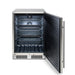 Blaze 24-inch outdoor refrigerator interior with adjustable glass shelves and white LED lighting