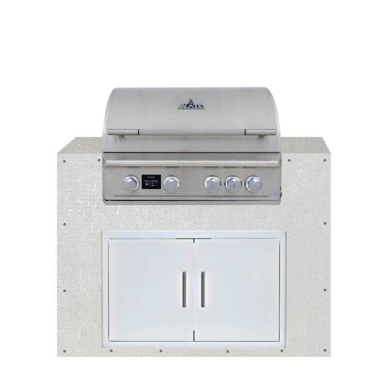 EZ Finish Outdoor Kitchen Systems 36-Inch Ready-to-Finish Outdoor Kitchen Module w/ Blaze LTE PRO 32-Inch Built-In Gas Grill & Double Doors