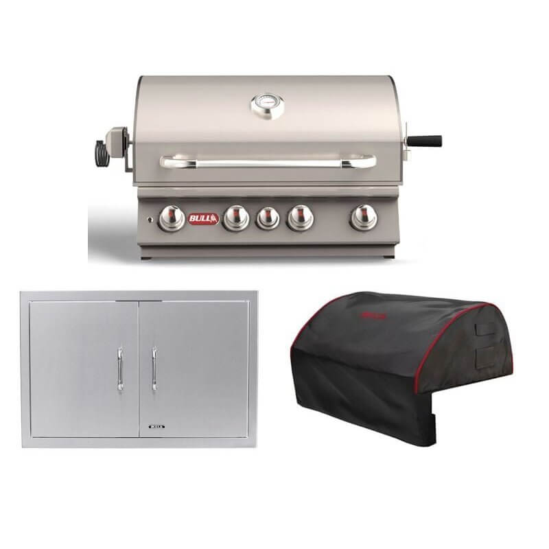 Bull 3-Piece Angus 30-Inch 4-Burner Gas Grill Outdoor Kitchen Package | 75,000 BTU, 304 Stainless Steel