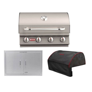 Bull 3-Piece Outlaw 30-Inch 4-Burner Gas Grill Outdoor Kitchen Package | 60K BTU, 304 Stainless Steel