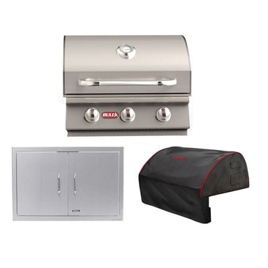 Bull 3-Piece Steer 25-Inch 3-Burner Gas Grill Outdoor Kitchen Package | 45K BTU, 304 Stainless Steel