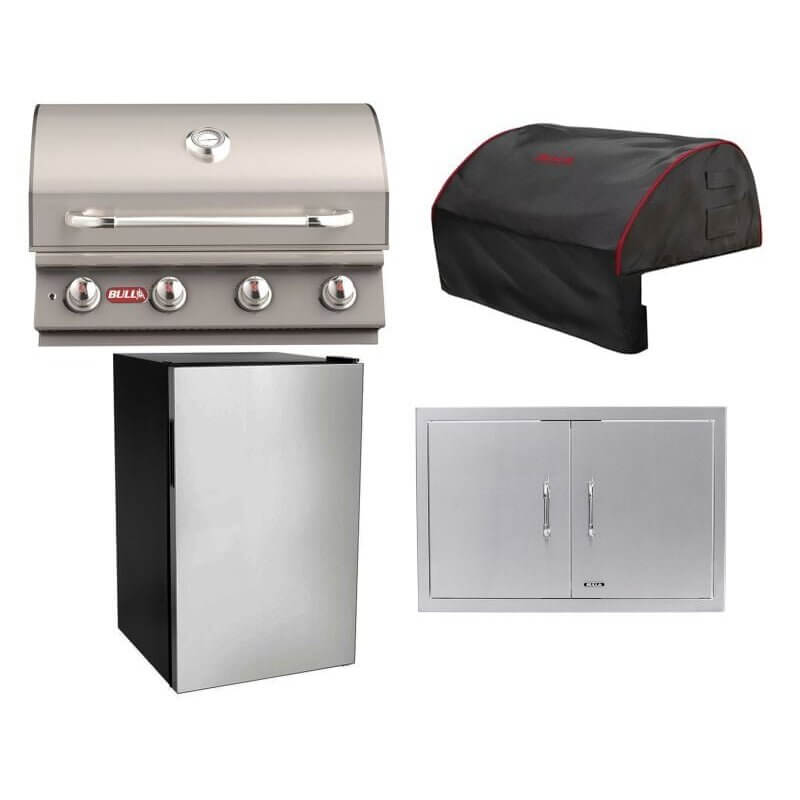 Bull 4-Piece Lonestar Select 30-Inch 4-Burner Gas Grill Outdoor Kitchen Package | 60,000 BTU, 304 Stainless Steel