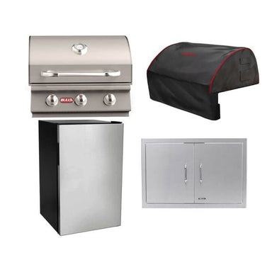 Bull 4-Piece Steer 25-Inch 3-Burner Gas Grill Outdoor Kitchen Package | 45,000 BTU, 304 Stainless Steel