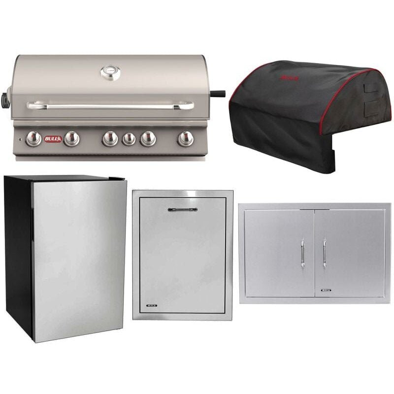 Bull 5-Piece Brahma 38-Inch 5-Burner Gas Grill Outdoor Kitchen Package | 90,000 BTU, 304 Stainless Steel
