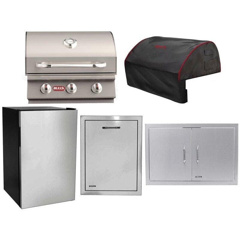 Bull 5-Piece Steer 25-Inch 3-Burner Gas Grill Outdoor Kitchen Package | 45K BTU, 304 Stainless Steel