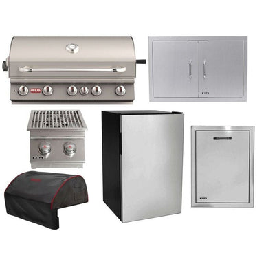 Bull 6-Piece Brahma 38-Inch 5-Burner Gas Grill Outdoor Kitchen Package | 90,000 BTU, 304 Stainless Steel