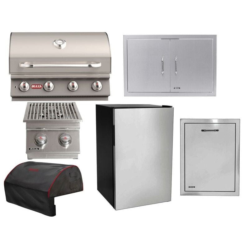 Bull 6-Piece Lonestar Select 30-Inch 4-Burner Gas Grill Outdoor Kitchen Package | 60,000 BTU, 304 Stainless Steel