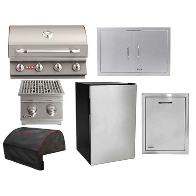 Bull 6-Piece Outlaw 30-Inch 4-Burner Gas Grill Outdoor Kitchen Package | 60,000 BTU, 304 Stainless Steel