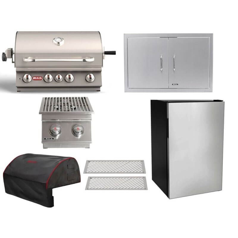 Bull 7-Piece Angus 30-Inch 4-Burner Gas Grill Outdoor Kitchen Package | 75,000 BTU, 304 Stainless Steel